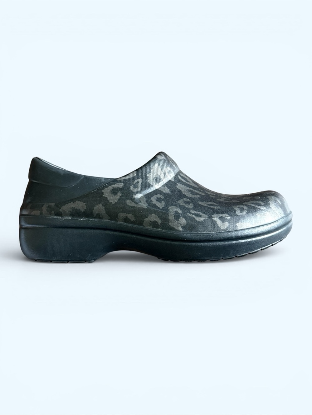 CROCS Neria Pro Slip-On Shoes in Charcoal Leopard Print